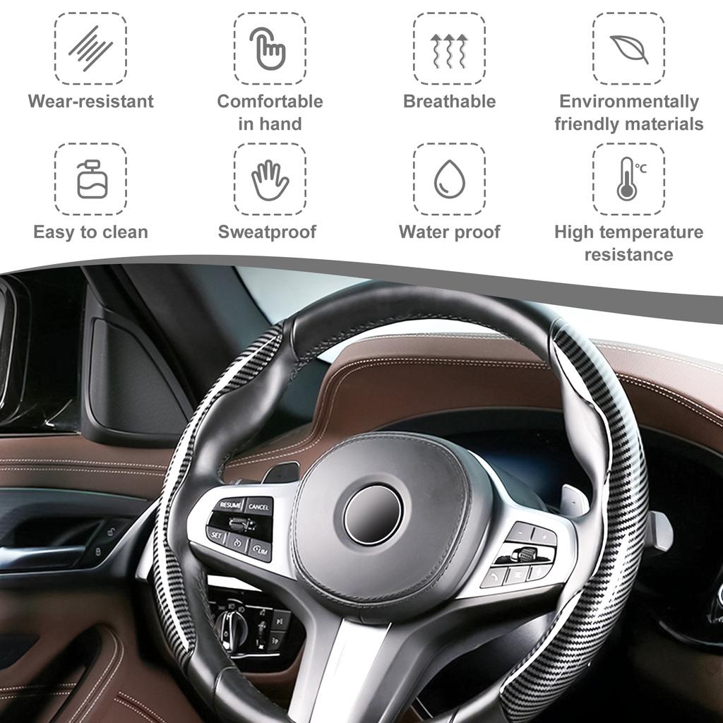 2pieces Car Steering Wheel Car Steering Wheel Anti-slip Cover Anti-slip Interior Heightener Cover