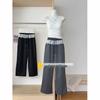 Petite Women's High Waist Drawstring Wide-Leg Lace Patchwork Casual Pants