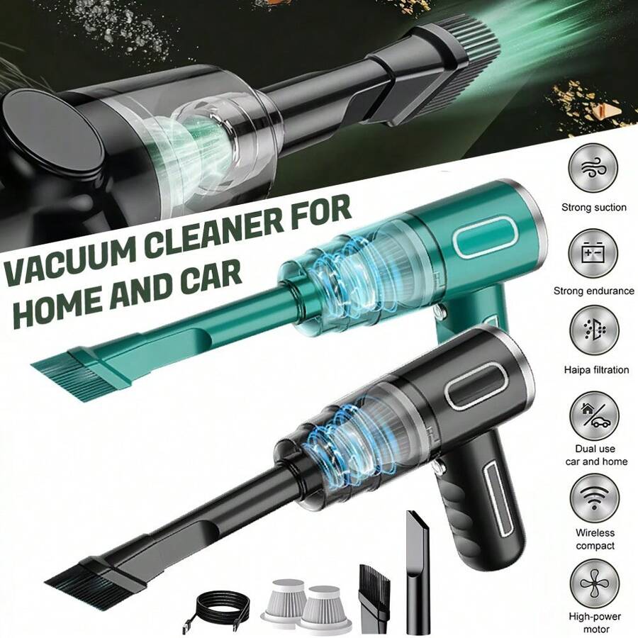 Small Handheld Vacuum Cleaner, Portable Wireless Vacuum Cleaner, Mini Handheld Vacuum Cleaner With Brush Head, Long Suction Nozzle, Dual Filters,