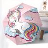 Unicorn, Rainbow Automatic Folding Umbrella  8 Ribs, Durable Iron Frame, Bright Color Pattern Compact Travel Umbrella, Suitable for Outdoor,