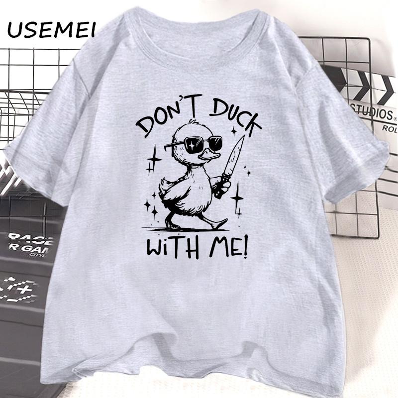Retro Dont Duck with Me Meme Tshirt Funny Duck Sarcastic TShirt Adult Humor Tee Shirt Cotton Short Sleeve Round Neck Tees
