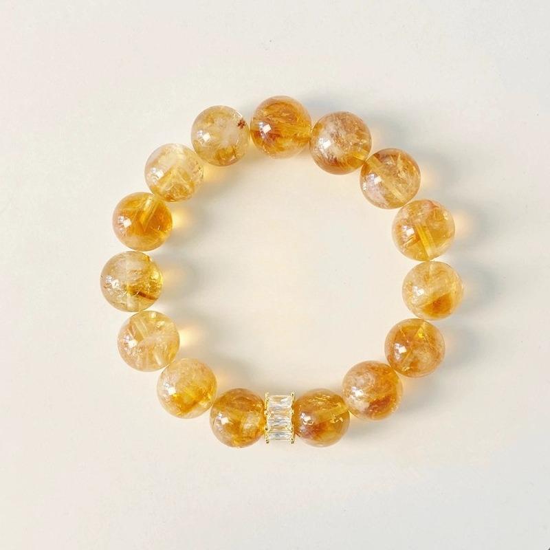 Natural Yellow Topaz Bracelet, Glittering Ice-flake Bracelet, Symbiotic Lucky Charm Bracelet