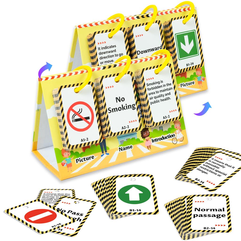 72 Yol İşareti, Çocuk Masaüstü Eğitim Kartları, Grafik ve İngilizce Ebeveyn-Çocuk Etkileşimli Üç Boyutlu Kartlar