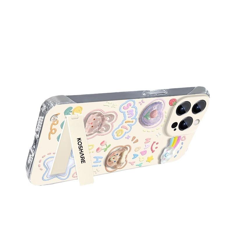 Pigment Rabbit Doll Invisible Bracket Suitable for Apple 16 Mobile Phone Case 15 Cute Frameless 14 High-end 13 Ultra-thin