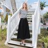 Sancai 2026 Spring High-Waist Ruffled A-Line Long Skirt