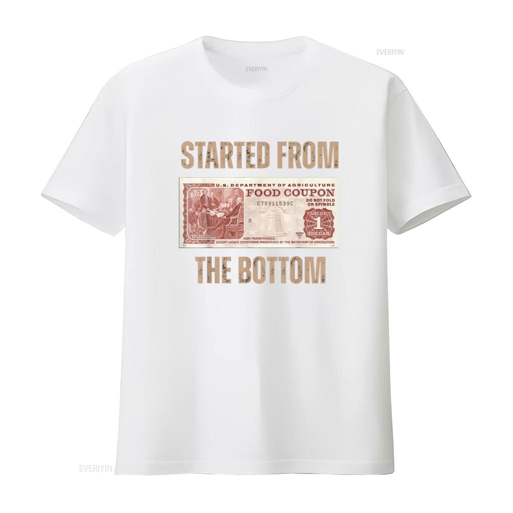 Started from Food Stamp Amounts In Each State the bottom T Shirt vintage Washed Top For Everyday Wear Unisex Stretched