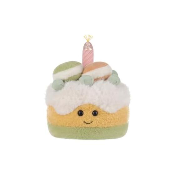 Apricot Lamb Macaron Birthday Cake Plush Toy for Boys and Girls, Soft, Cute, Fluffy, 18cm