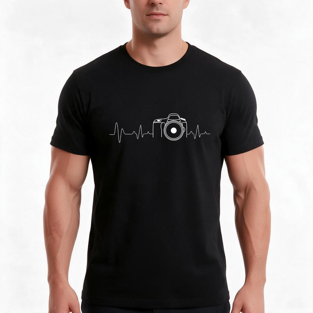 Photographer Gift Idea Heartbeat Photography Camera Tshirt Summer Casual Cotton Tee Oversized Streetwear Tops 100 Cotton