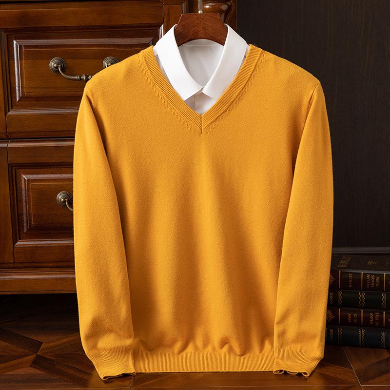 Men's Plus Size Knitwear: Autumn/Winter V-Neck Business Sweater