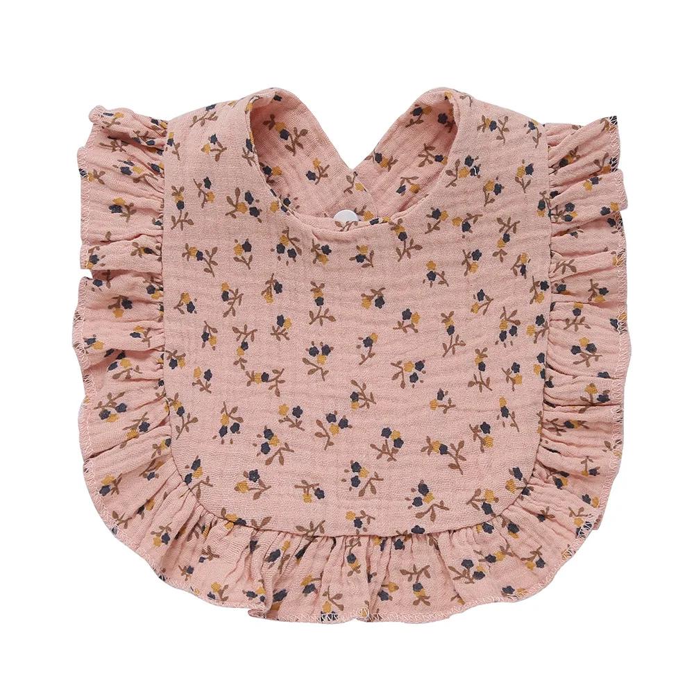 Baby Feeding Drool Bib Ruffle Floral Infants Saliva Towel Soft Cotton Burp Cloth For Newborn Toddler Kids Bibs New Baberos Bebe