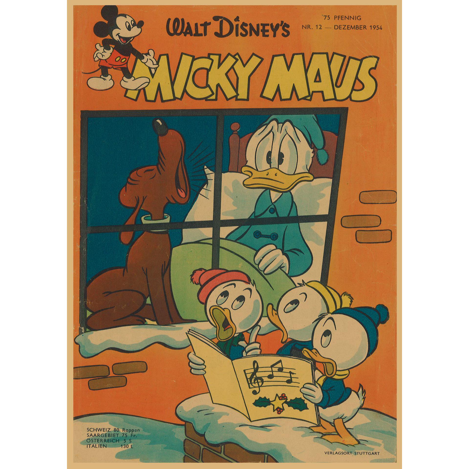 Mickey Mouse & Donald Duck Vintage Cartoon Kraft Paper Poster 16 inches (29.7X42cm)