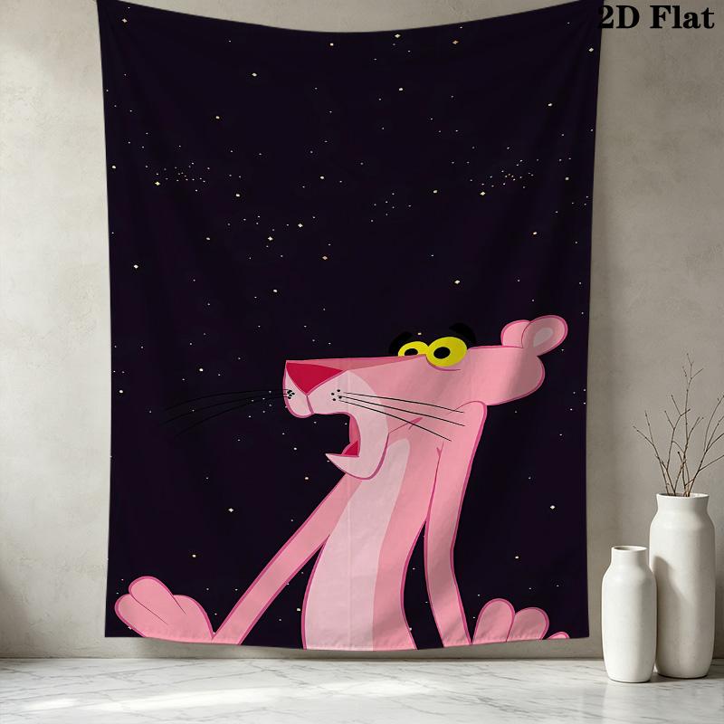 Pink Panther Wall Tapestry Aesthetic Wall Hanging Printed Fabric Blanket Decorative Tapestries For Bedroom Living Room Home Decor