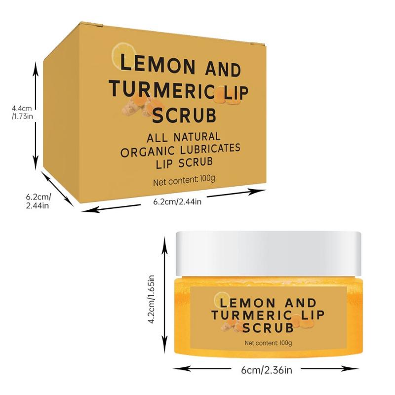1PC Turmeric Lemon Lip Scrub Deep Cleansing Exfoliating Brightening Moisturizing Rejuvenating Skin