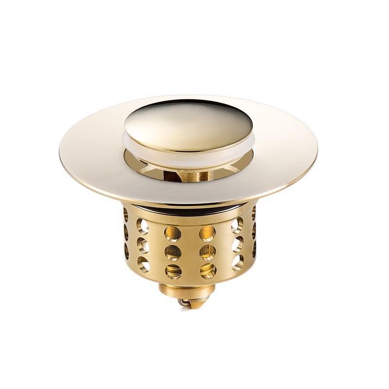 Universal Brass Pop-Up Drain Hair Catcher Bath Stopper Sink Strainer Plug-Bounce Core Basin Kitchen Bath Accessory
