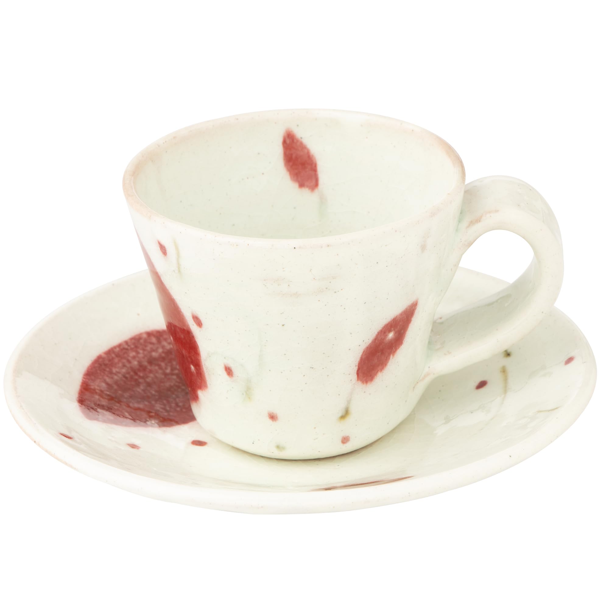 

Marui Seito Shigaraki Ware Hechimon Cup & Saucer, 210ml Capacity, Akaha Red, MR-3-4400