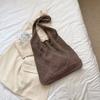 Women Knitted Shoulder Bag Large Capacity Casual Tote Bag Solid Color Hollow Out Shoulder Bag for Daily Outings Shopping School