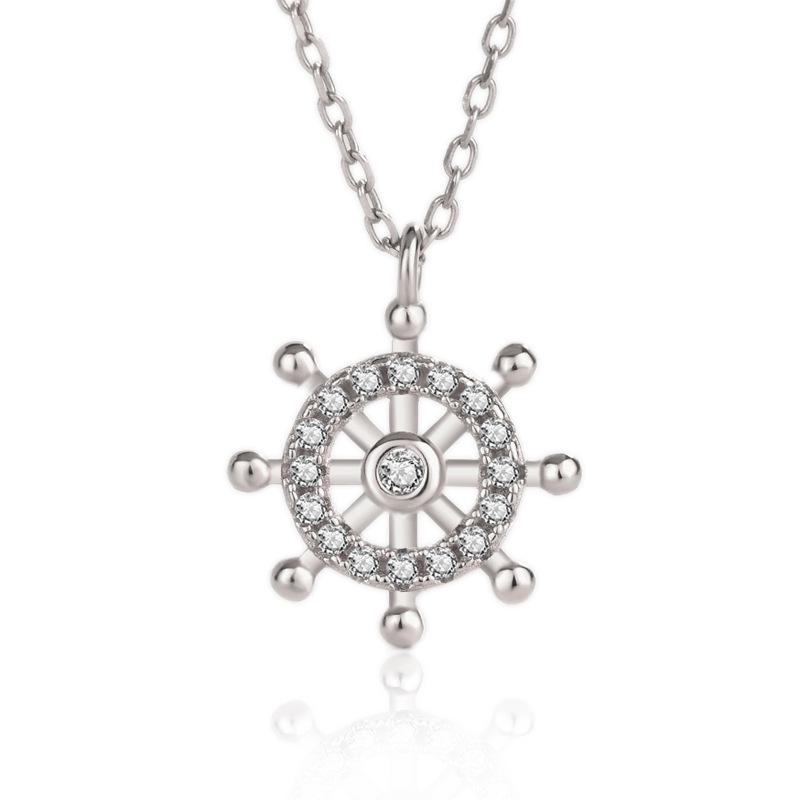 

Ожерелье-компас из стерлингового серебра 925 пробы с цирконом для женщин - в европейском и американском стиле S925 Silver