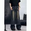 Retro Design Sense Splicing Wide-leg Tooling Jeans Men's and Women's Loose Spring and Autumn Mid-waist Thin and Slightly Straight-leg Pants