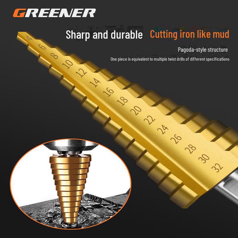 Green Forest Stainless Steel Step Drill Bit for Metal