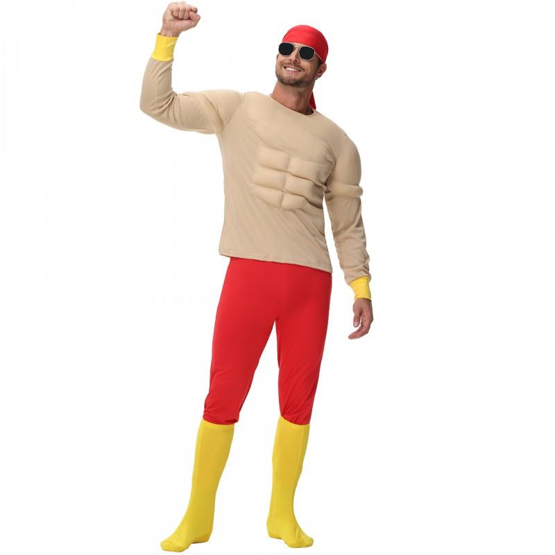 Halloween Adult Muscle Costume Fake Abs Cosplay Outfit Men Party Role Play
