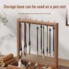 Solid Wood Desktop Calligraphy Brush Holder, Large Capacity for Study Table - Ideal for Students and Beginners
