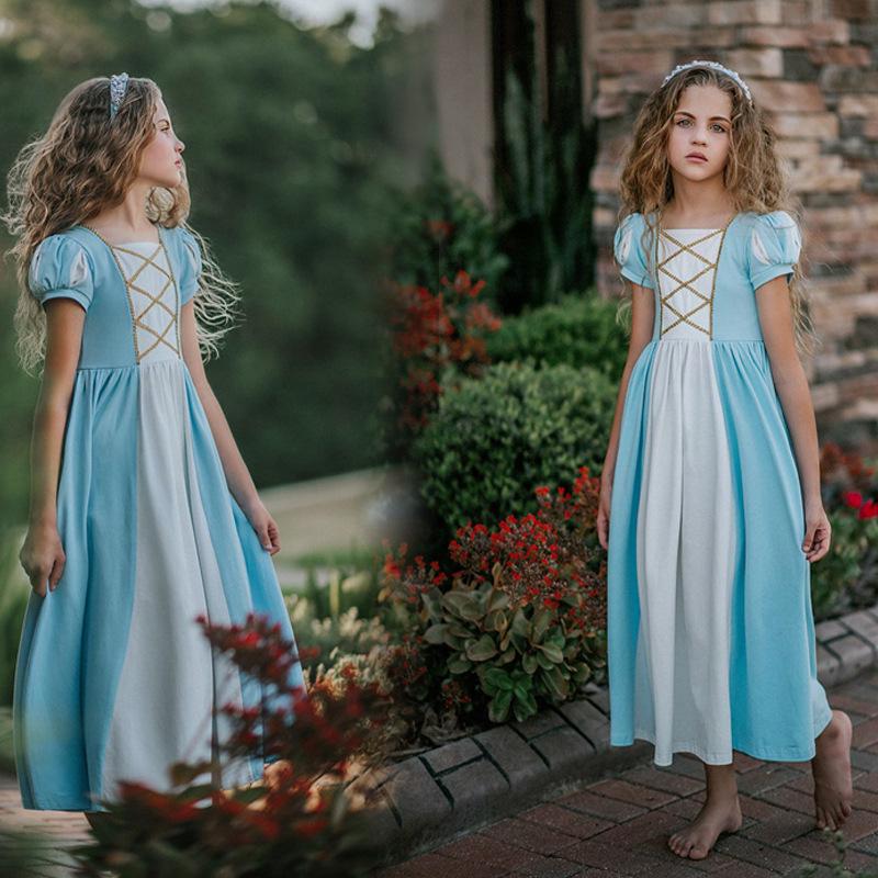 European and American Princess Style Knitted Belle & Cinderella Dress for Girls - Snow White Theme