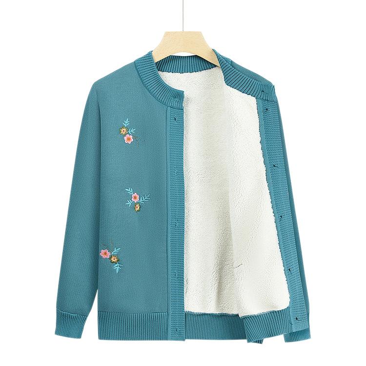 In The Elderly Autumn and Winter Coat Female Mother Wear Warm Clothes Piled Thickened Sweater Knitted Sweater