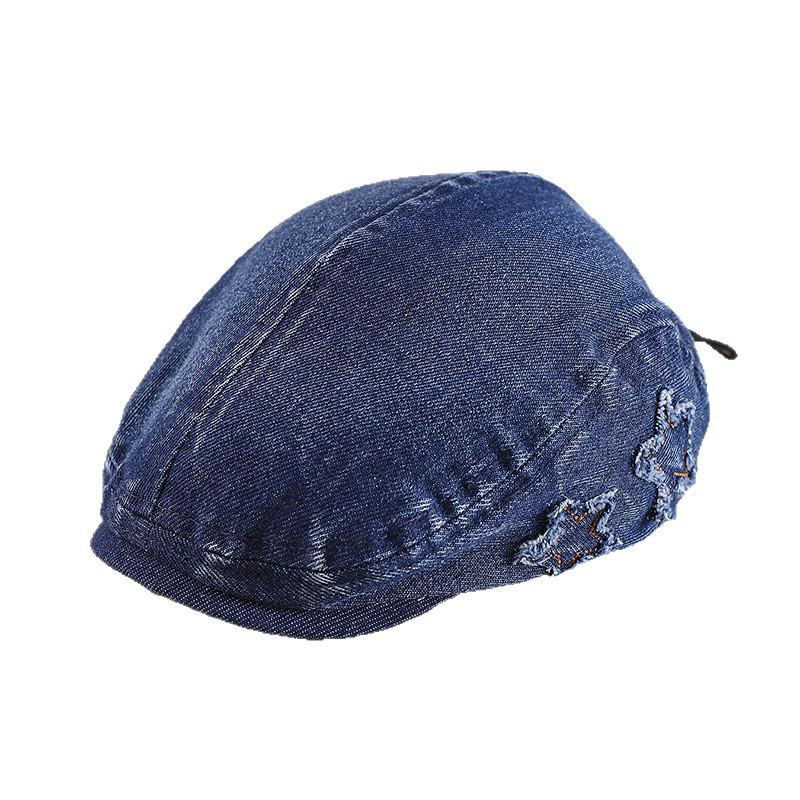 Spring 2026 Japanese Retro Star Denim Children's Beret Cap: Fashionable Baseball Hat for Boys and Girls