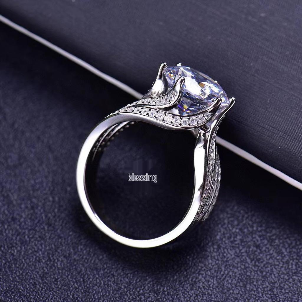 New 5 Carat Dove Egg Simulated Moissanite Three-Row Diamond Ring: Three Lifetimes of Love