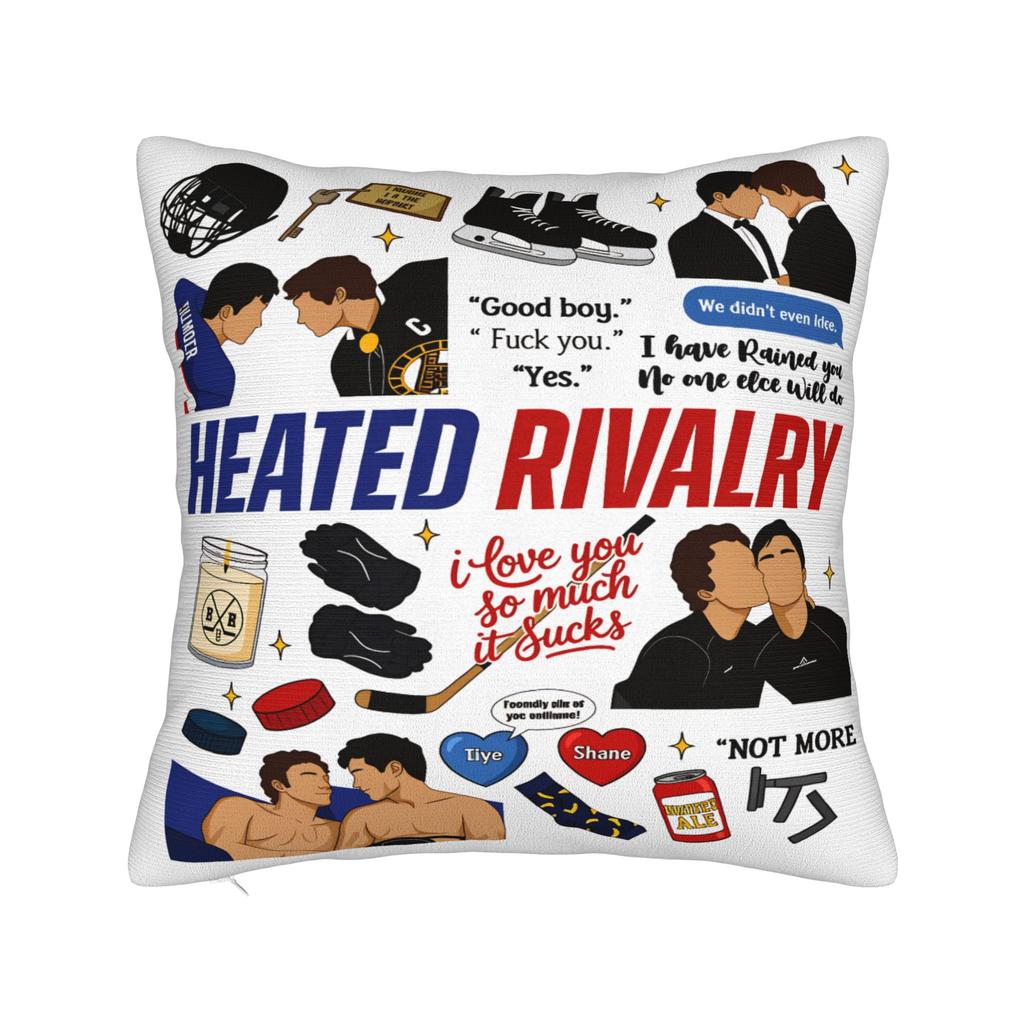 Heated Rivalry Square Pillow Covers Polyester Bed Car Hockey Romance Cushion Cover Cool Home Decoration Throw Pillow Case 45*45