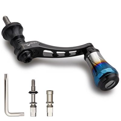 HEIGHTEN Variable Reel Handle 20mm Burnt Aluminum Knob for Shimano Daiwa Universal Spinning Reels Arch Aurora Series 45-50mm 6.8g (Black) (1091)