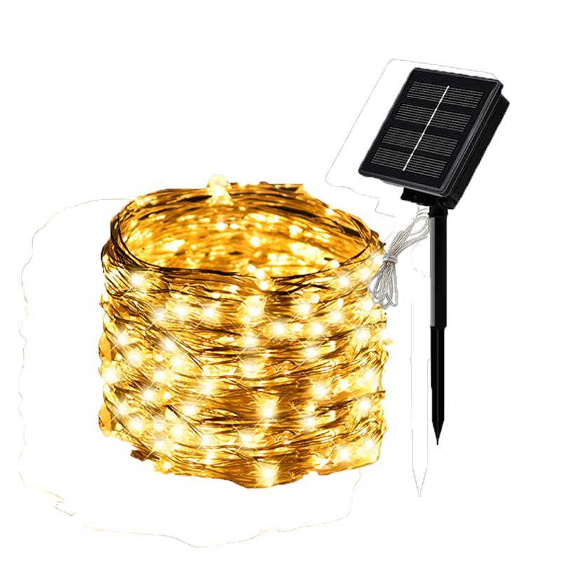 Outdoor Solar String Light LED Fairy Garland Copper Wire Light Garden Yard Party Christmas Decoration Lamp 8 Mode
