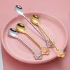 Stainless Steel Japanese Cherry Blossom Spoon Exquisite Dessert Long Handled Ice Spoon Household Bird'S Nest Mixing Spoon