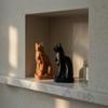 3D Printed Egyptian Cat Goddess Figurine, Vintage Gothic Dark Style Statue, Matte Black & Terracotta Orange Ornament, Mini Craft for Home Office