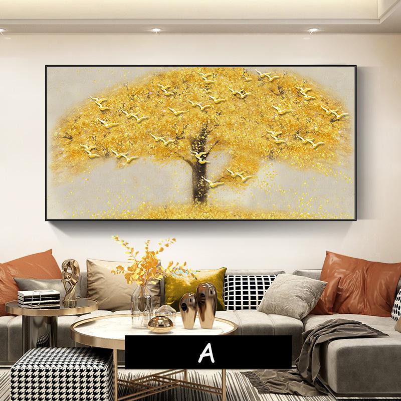 

Желтое золотое денежное дерево для украшения гостиной, картина, богатое дерево, холст, настенные картины, пейзажи, постеры, принты 60x120cm Unframed