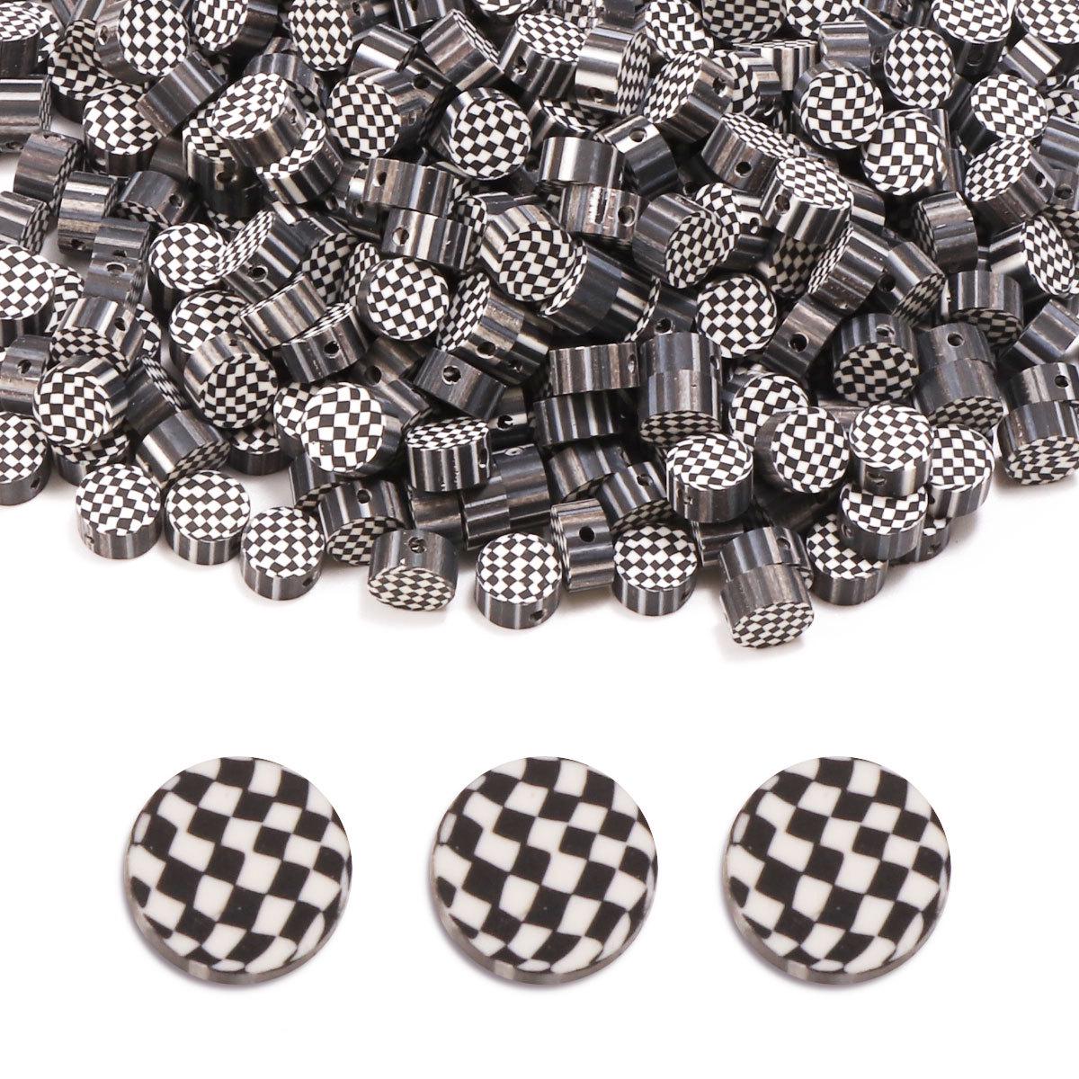 Houndstooth Polymer Clay Beads - DIY Jewelry Accessories for Bracelets & Necklaces, 100 pcs RT044