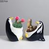 Painted Cartoon Penguin Ceramic Vase Small Plant Pots Table Decoration Flowers Arrangement Flower Vase Room Aesthetic Decor