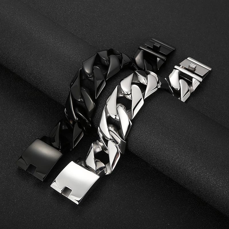 Leichtes kubanisches Armband Leniency für Herren Punk 31MM Edelstahl poliertes Accessoire herrschaftlicher Charme Partyschmuck