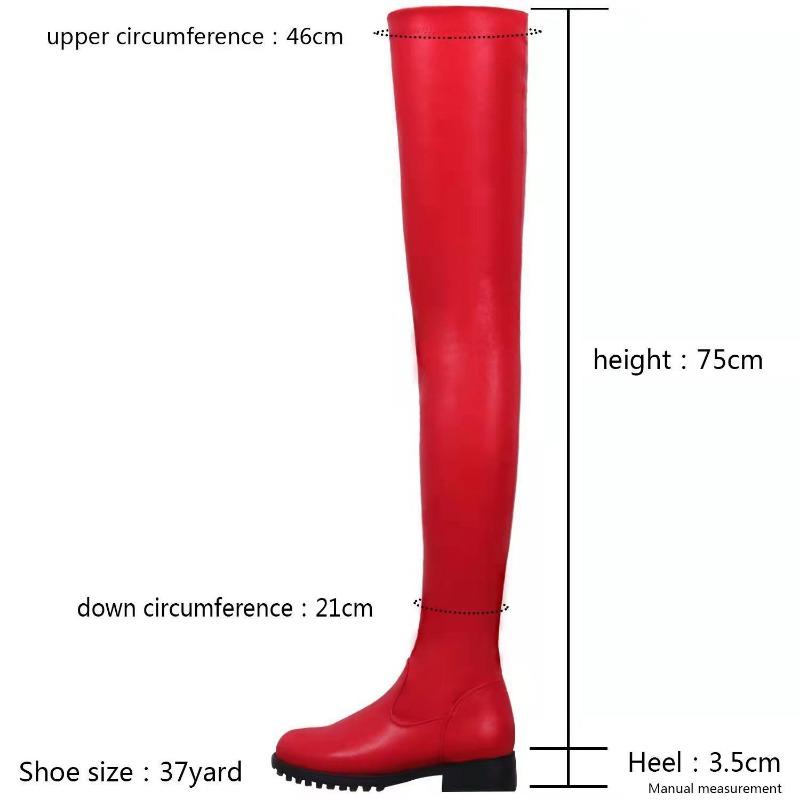 Over-the-knee Boots Women's Shoes Round-toe Fashion Boots Plus-size Thick-heeled Long Boots Knight Boots High Heels