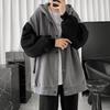 Hong Kong Wind Leisure Cardigan Coat Men Autumn Korean Version of The Trend Splicing Loose Hoodie Lovers