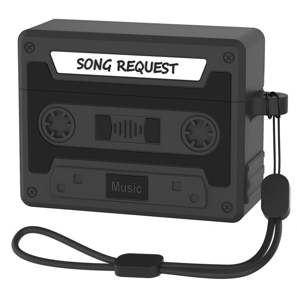 3D Retro Case For AirPods Pro 3 Music Cassette Tape Design with Rope Soft Silicone Earphone Protective Case For AirPods Pro 3