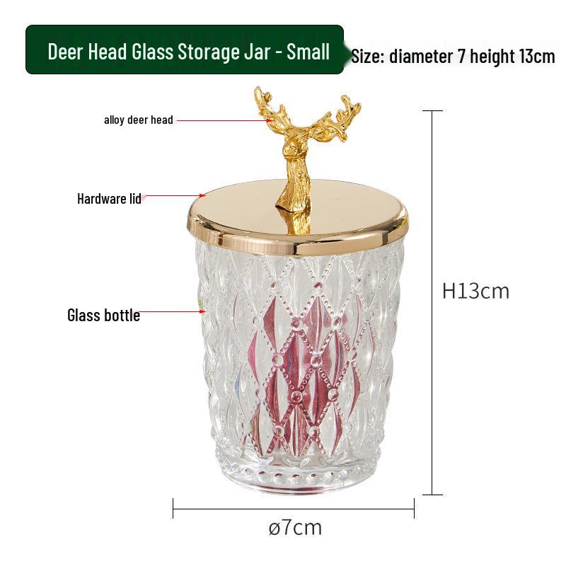 Severský lehký luxusní křišťálový dekorativní bonboniér s motivem hlavy jelena