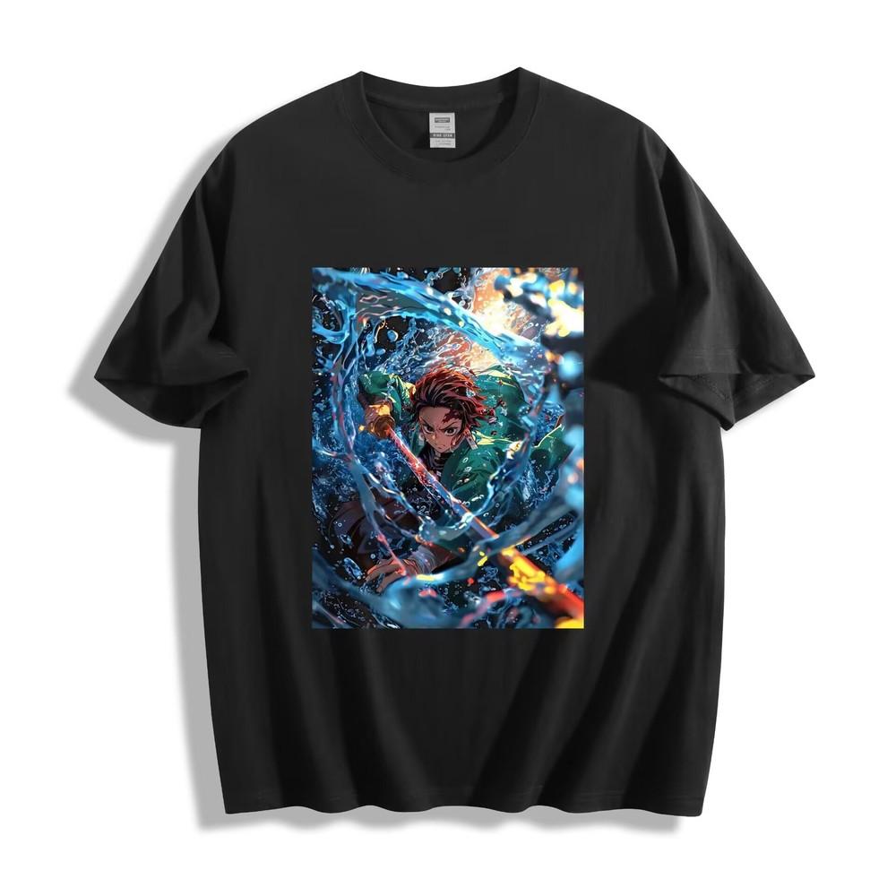 Demon Slayer Tanjiro Water Breathing T-Shirt - Blue Water Design Unisex Tee