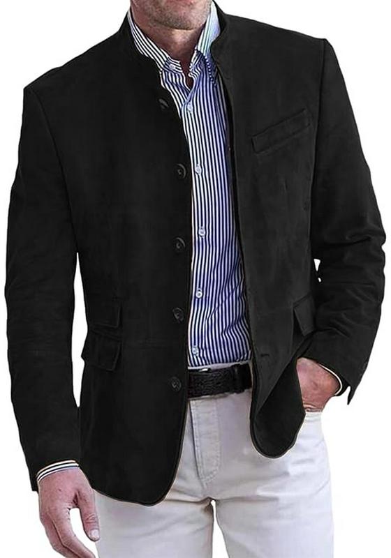 Jachetă de lucru retro din piele de căprioară europeană-americană: Costum Casual Vintage pentru Bărbați