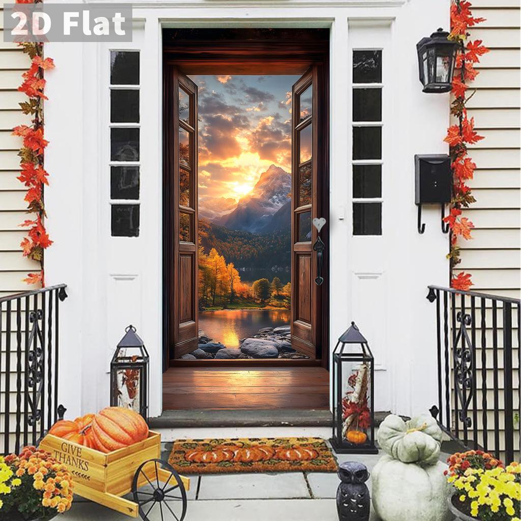 77/90cm Self-Adhesive Door Stickers Removable Wall Sticker Scenery Wallpaper Stone Stair Murals for Doors Modern Home Decor