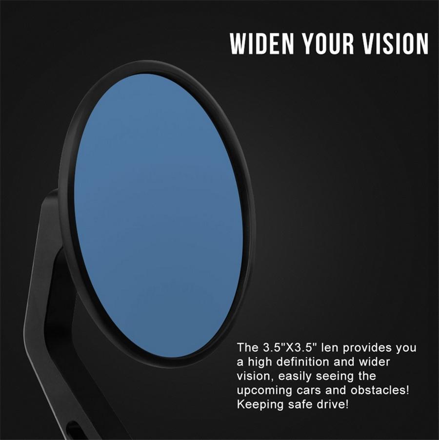 Black Motorcycle CNC Aluminum Rearview Handle Bar End 7/8" Side Mirrors Round