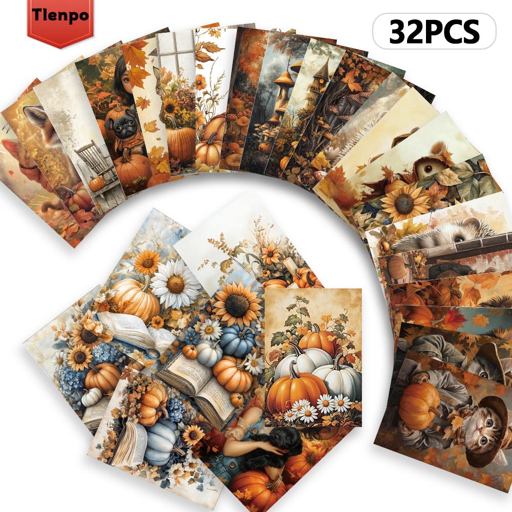32pcs, Autumn Limited Edition, Harvest Season Postcard, Autumn Fairy Tale Postcard, Wall Sticker, Mailing Card, Greeting Car