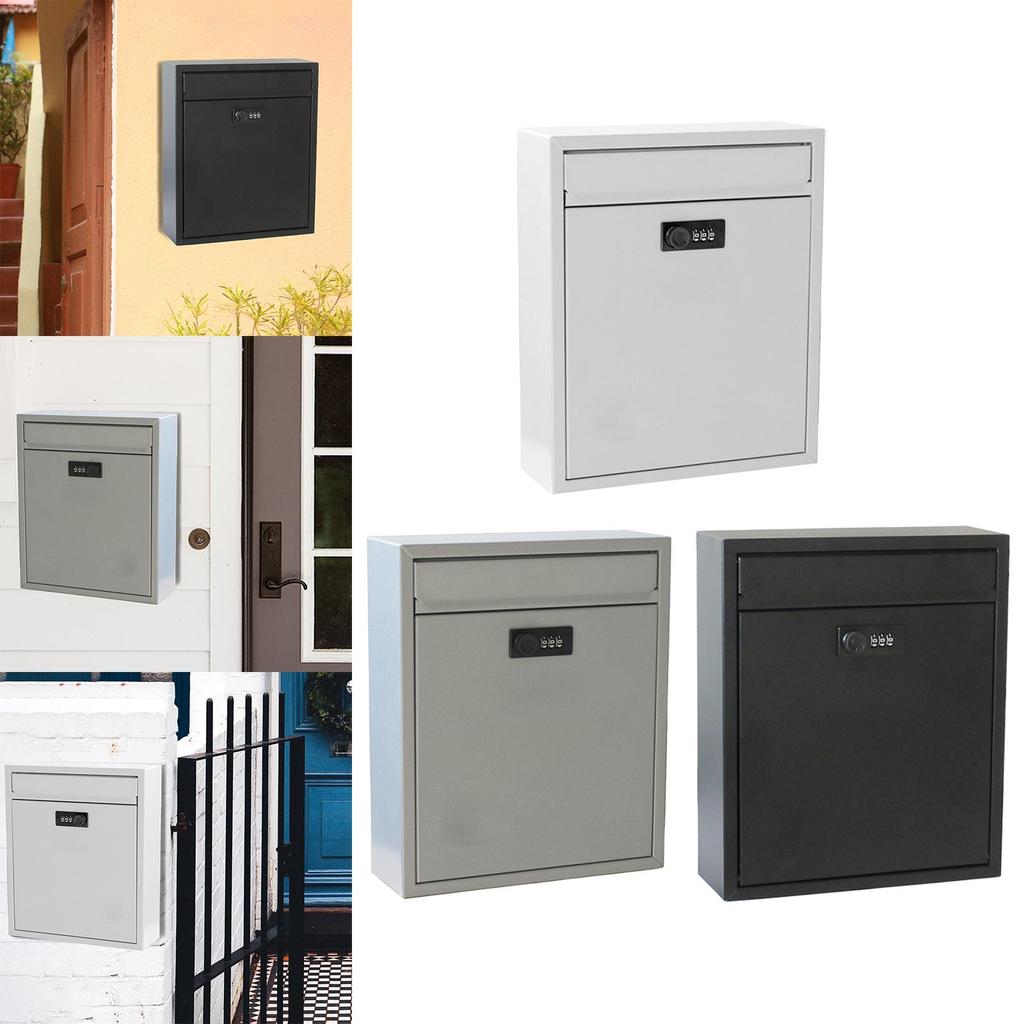 Wall Mount Mailbox with Lock Metal Postbox Retro Drop Box Post Letter Newspaper