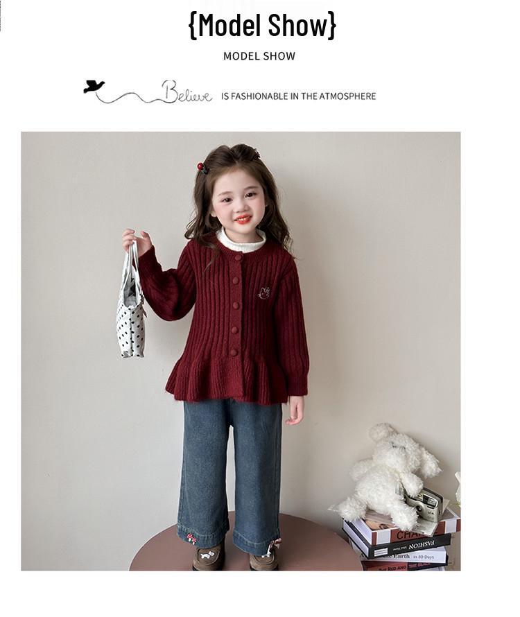2025 New Korean Style Cartoon Knit Cardigan for Girls - Fashionable Spring & Autumn Outerwear