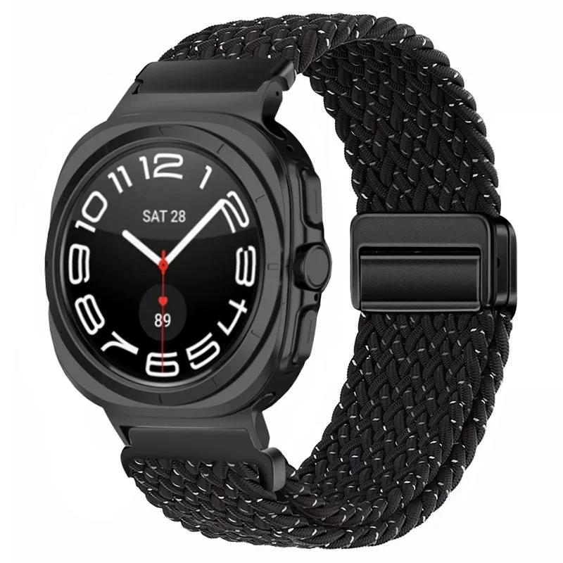 Gevlochten Nylon Lusband Voor Samsung Galaxy Watch Ultra 47mm Magnetische Armband Polsband voor Galaxy Watch 8 Ultra 2026 47mm Band